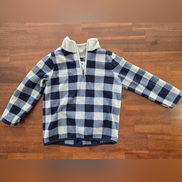 Old Navy Unisex Kids Toddler Black/White Checkered Plaid Fleece Pullover Sweater - Picture 1 of 5